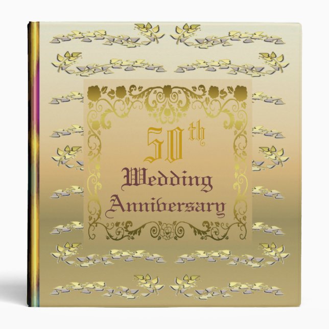 Golden Wedding Anniversary 3 Ring Binder (Front)