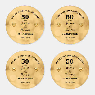 Golden Wedding Anniversary 50 years Coaster Set