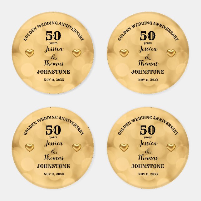 Golden Wedding Anniversary 50 years Coaster Set (Set)