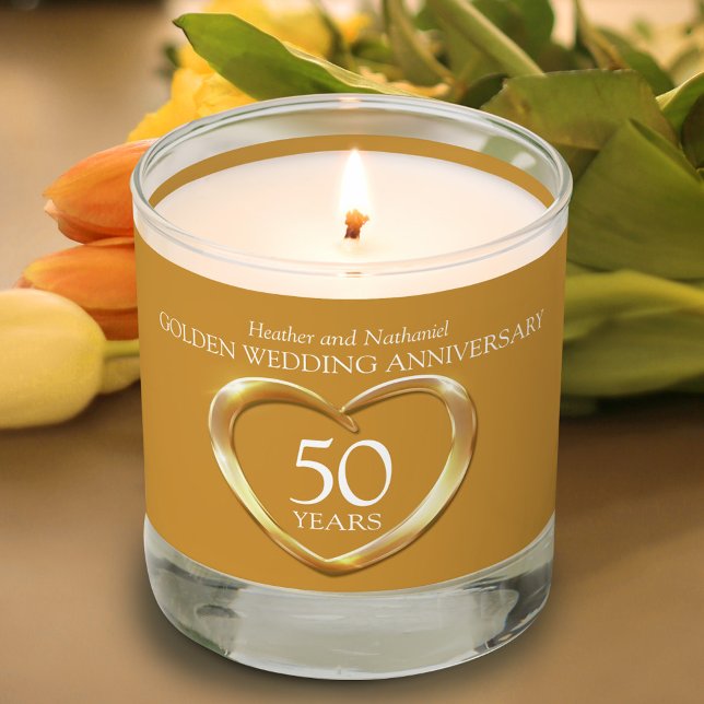 Golden wedding anniversary 50 years custom scented candle (Creator Uploaded)