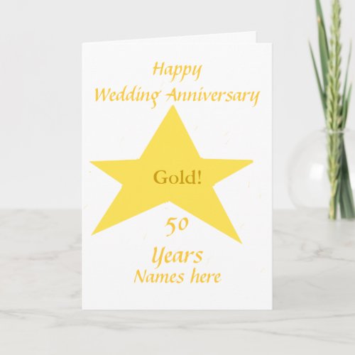 Golden Wedding Anniversary 50 years names front Card