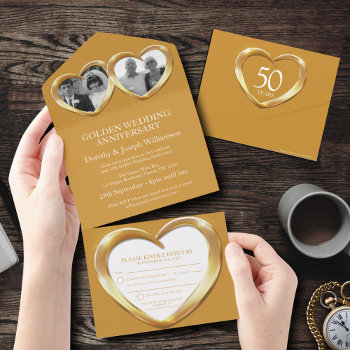 Golden Wedding Anniversary 50 Years Party Event All In One Invitation by Mylittleeden at Zazzle