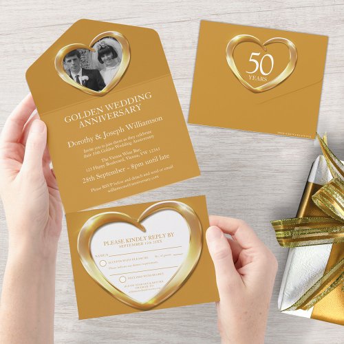 Golden wedding anniversary 50 years party event all in one invitation