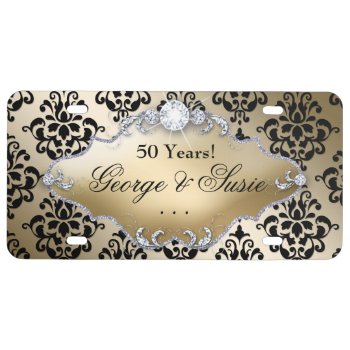 Golden Wedding Anniversary 50th License Plate by WeddingShop88 at Zazzle