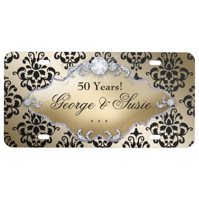 Golden Wedding Anniversary 50th License Plate (Front)