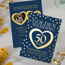 Golden wedding anniversary 50th party blue gold