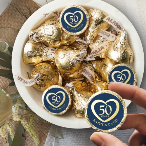 Golden wedding anniversary 50th party blue gold hershey®'s kisses®