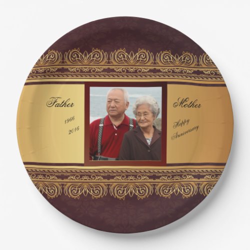 Golden Wedding Anniversary 50th Treasure Paper Plates
