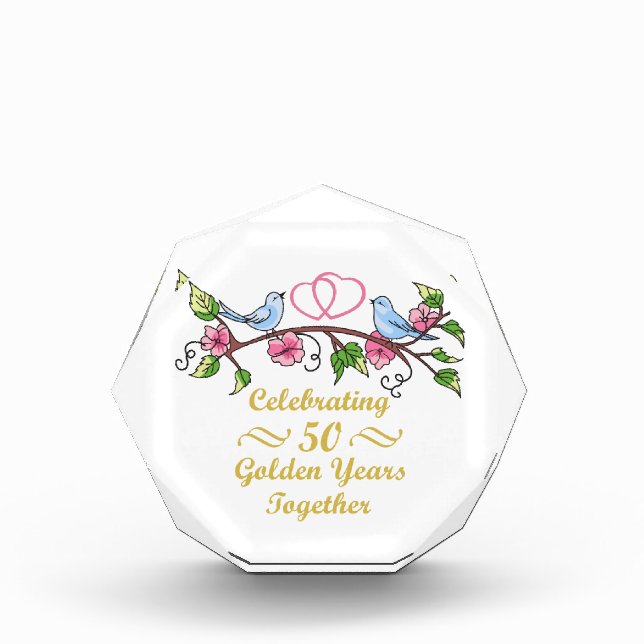 Golden Wedding Anniversary Acrylic Award (Front)
