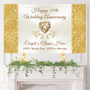 Golden Wedding Anniversary Banners, Personalized Banner