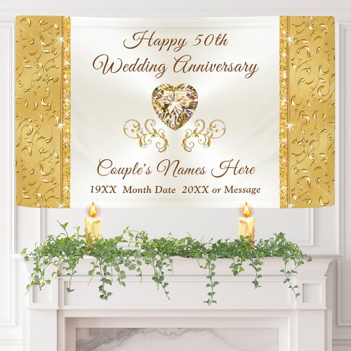 Golden Wedding Anniversary Banners Personalized Banner