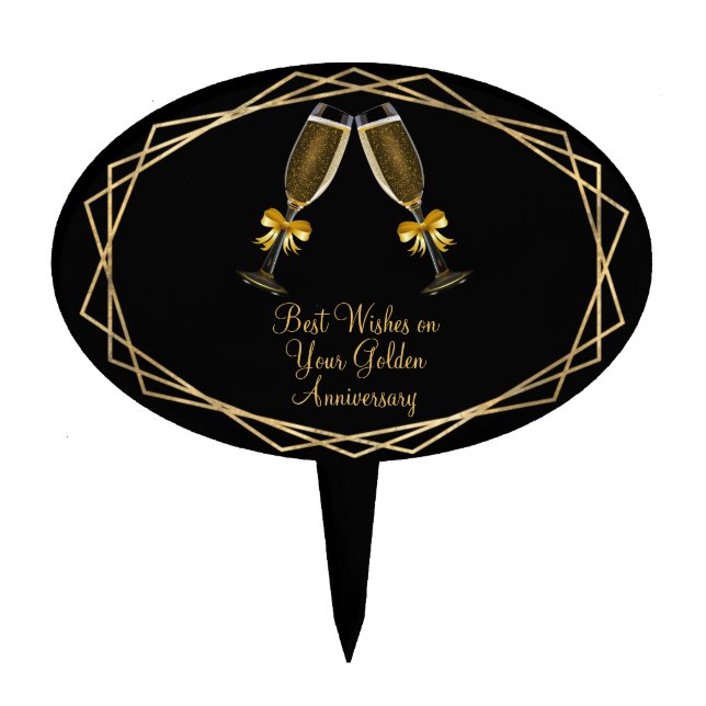 Golden Wedding Anniversary Cake Topper (Front)