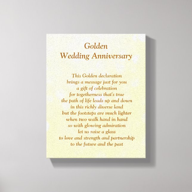 Golden Wedding Anniversary Canvas Print (Front)