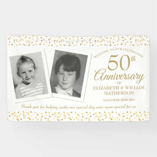 Golden Wedding Anniversary Childhood Photo Welcome Banner