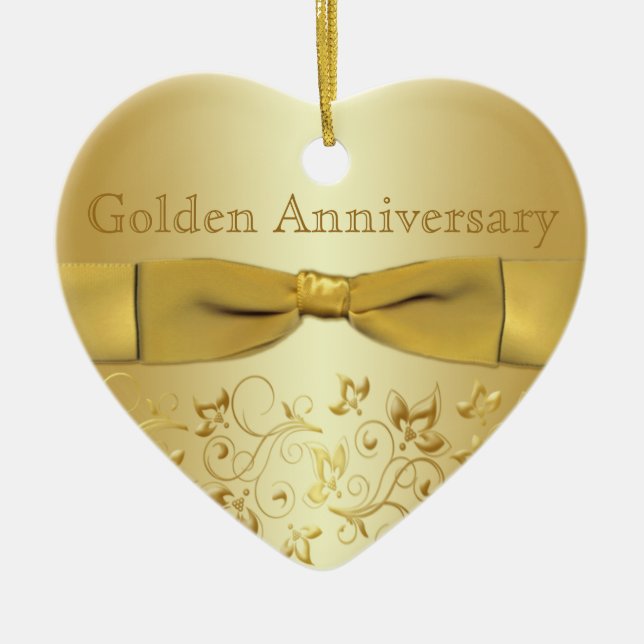 Golden Wedding Anniversary Christmas Ornament (Front)