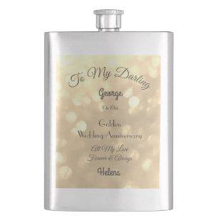 Golden Wedding Anniversary Classic Flask