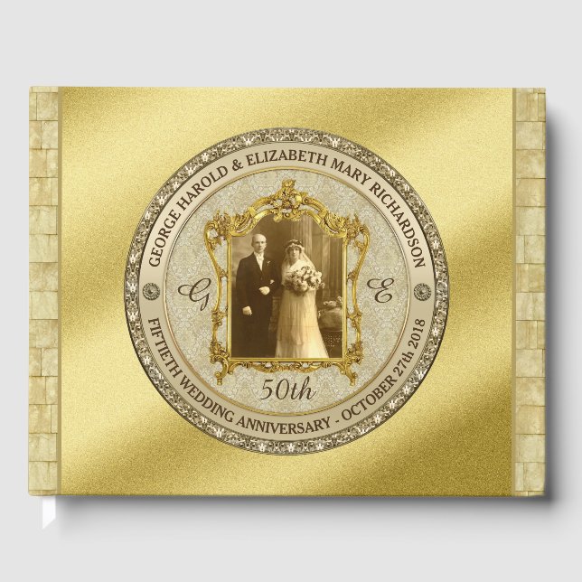 Golden Wedding Anniversary Classic Photo Frame Guest Book (Front)