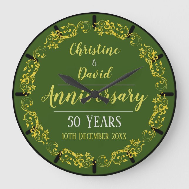 Golden Wedding Anniversary Commemorative Large Clock (Front)