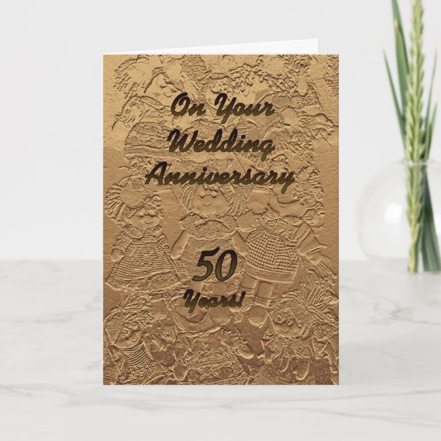 Golden Wedding Anniversary Congratulations Dolls Card (Front)