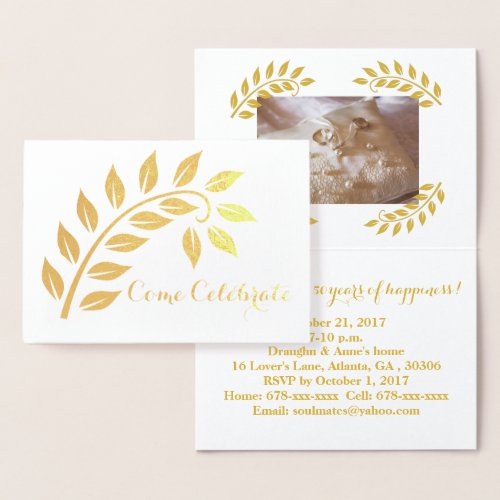 Golden Wedding Anniversary Custom Photo Invitation