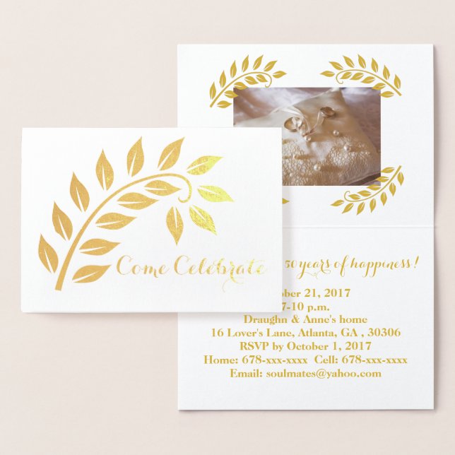 Golden Wedding Anniversary Custom Photo Invitation (Display)