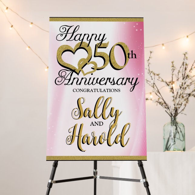 Golden Wedding Anniversary Foam Board Welcome Sign (In Situ (Stand))
