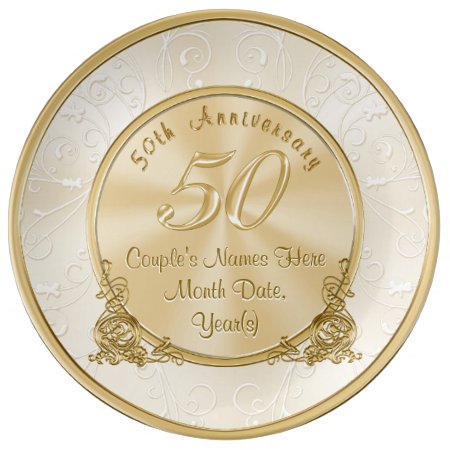 Golden Wedding Anniversary Gifts With Your Text Porcelain Plate