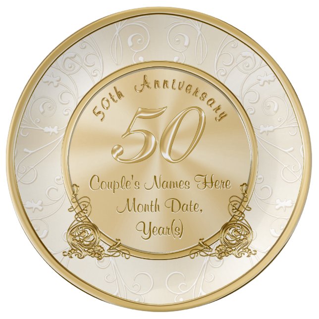 Golden Wedding Anniversary Gifts with Your Text Porcelain Plate (Front)