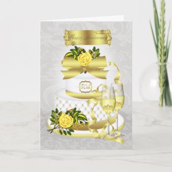 Golden Wedding Anniversary Greeting Card With Cake by moonlake at Zazzle