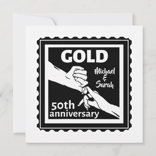 Golden wedding anniversary holding hands 50th invitation