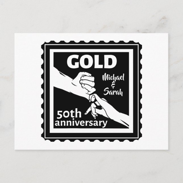 Golden wedding anniversary holding hands 50th postcard (Front)