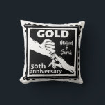 Golden wedding anniversary holding hands 50th throw pillow<br><div class="desc">If you would like any help customizing this design,  please use the ask this designer button,  just below this text. A romantic design for your gold wedding anniversary,  when you are celebrating 50 years of marriage. This design has a Vector illustration of a couple holding hands.</div>