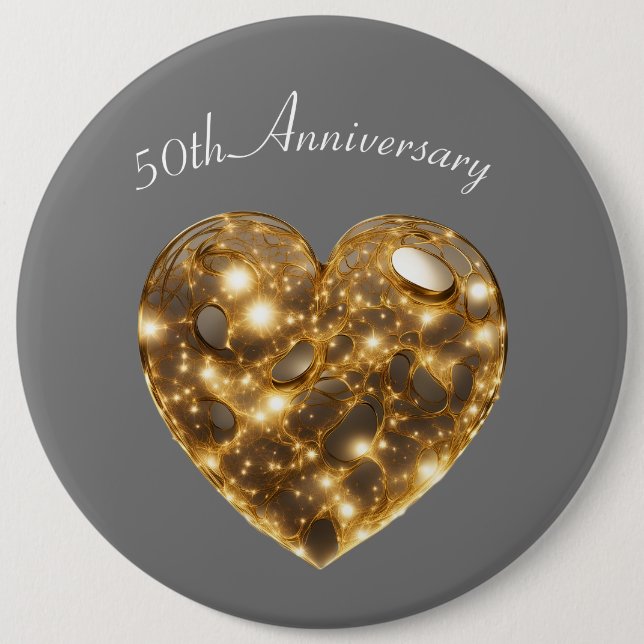 Golden Wedding Anniversary Invitation Button (Front)