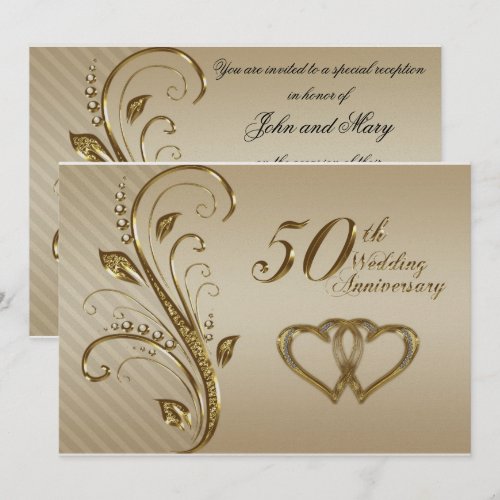 Golden Wedding Anniversary Invitation Card