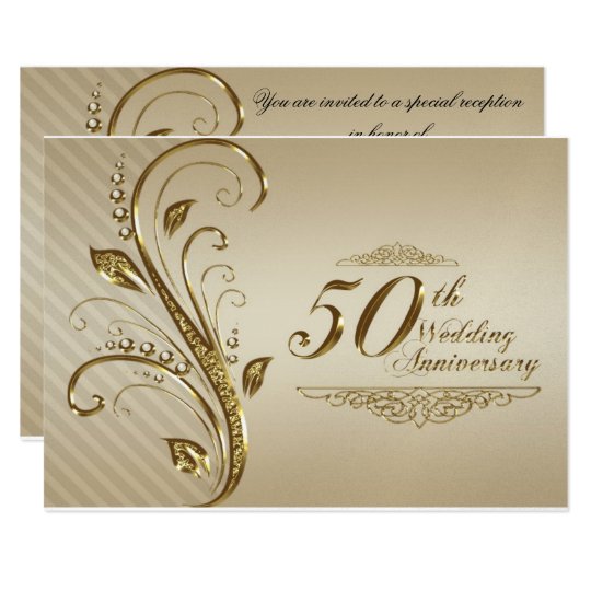 Golden Wedding  Anniversary  Invitation  Card Zazzle com