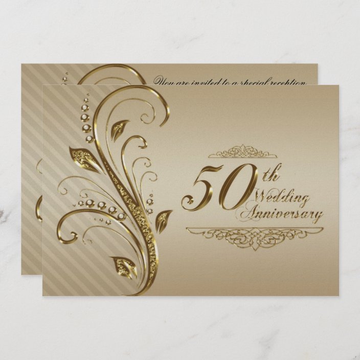 Golden Wedding Anniversary Invitation Card