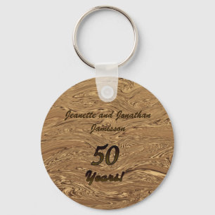 Golden Wedding Anniversary Key Chain Liquid Gold