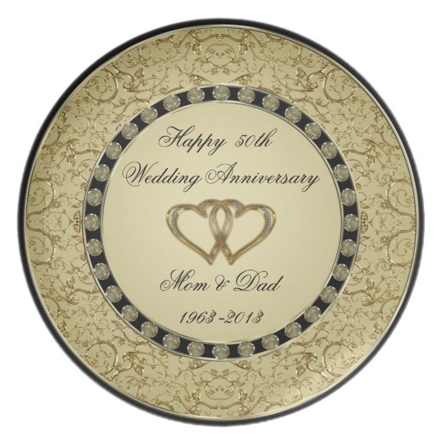 Golden Wedding Anniversary Melamine Plate (Front)