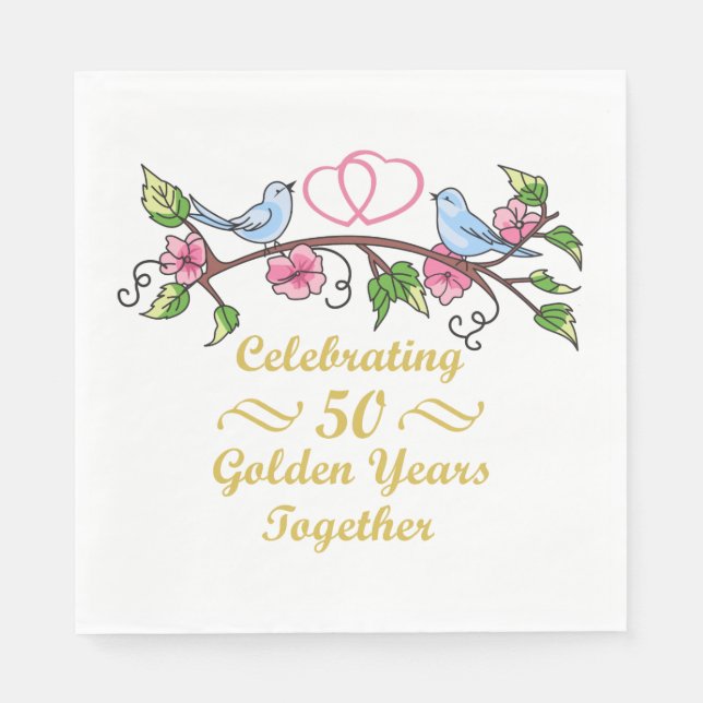Golden Wedding Anniversary Napkins (Front)