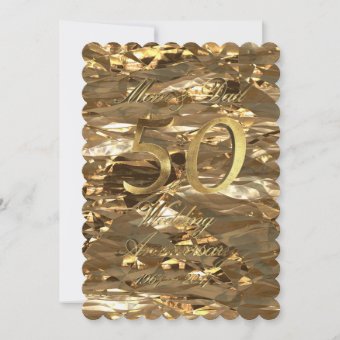Golden Wedding Anniversary Parents Gold Elegant Card | Zazzle