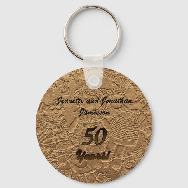 Golden Wedding Anniversary Party Favor Key Chain (Front)