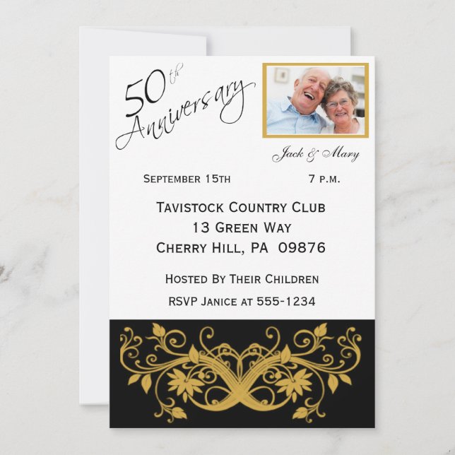 Golden Wedding Anniversary Party Invitations (Front)