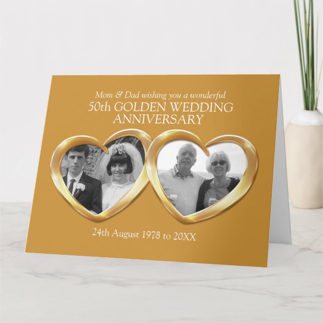 Golden wedding anniversary past present photo card (Front)