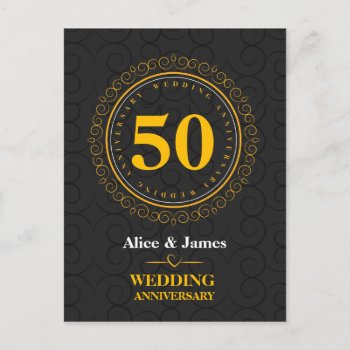 Golden “wedding Anniversary” Personalized Postcard by RusticVintage at Zazzle