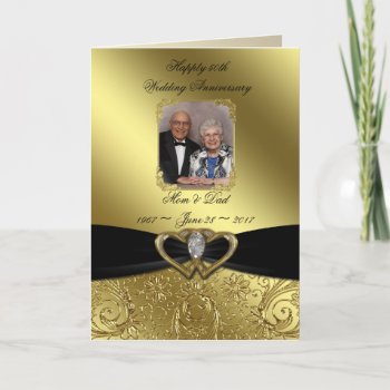 Golden Wedding Anniversary Photo Greeting Card by CreativeCardDesign at Zazzle