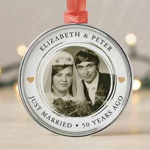Golden Wedding Anniversary Photo Metal Ornament