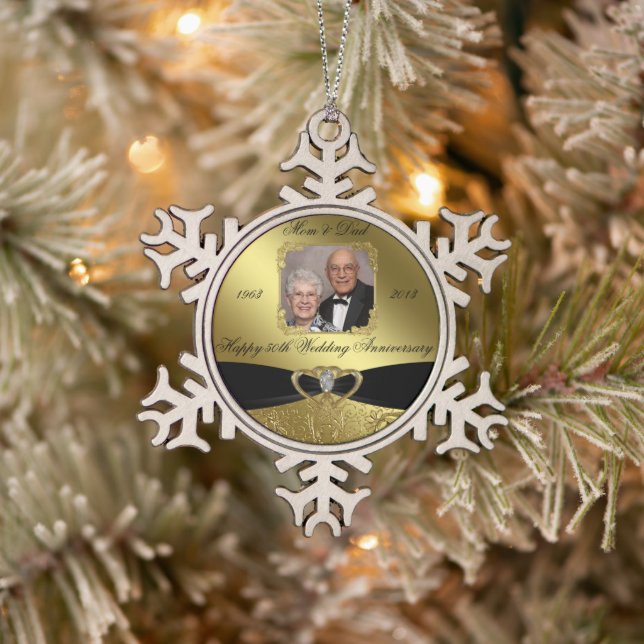Golden Wedding Anniversary Photo Ornament (Tree)