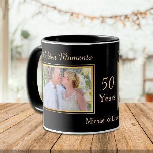 Golden Wedding Anniversary Photo Template Mug