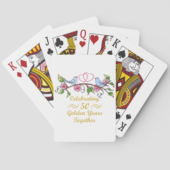 Golden Wedding Anniversary Poker Cards (Back)