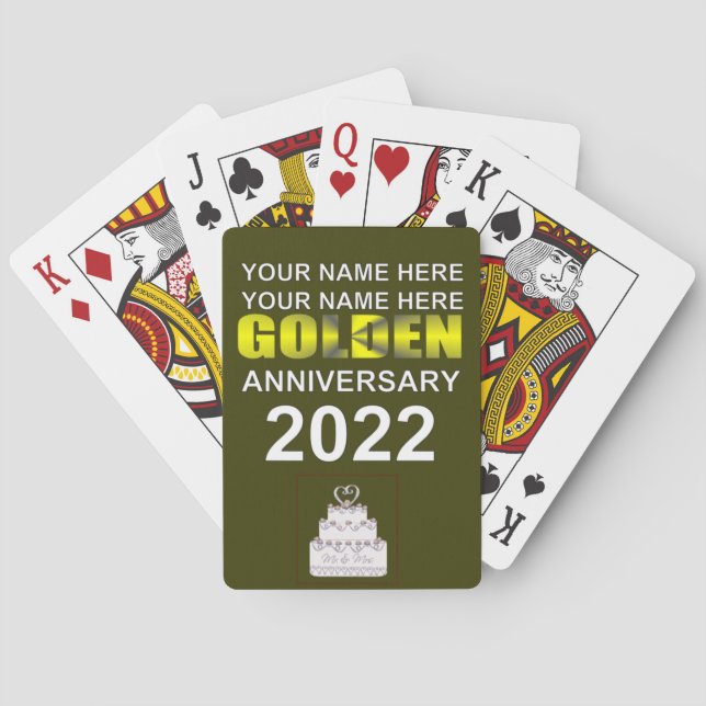 Golden wedding anniversary poker cards (Back)